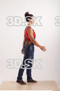 Walking pose blue jeans red singlet of Rebecca 0011